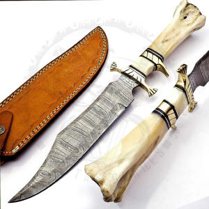 Cuchillo Bowie de Supervivencia y Caza, Acero de Damasco, para Campismo y Senderismo, Duradero, Multiusos, con Hueso de Camello - Product Image 5