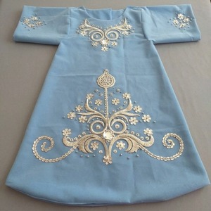 Robe longue brodée bleu clair à manches trois quarts style gypsy tissée Boohoo - Product Image 1