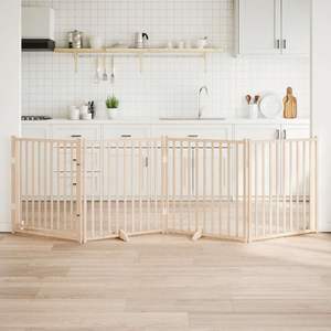 Juego de 4 puertas plegables medianas de madera natural maciza de abeto para mascotas, puerta y corral para perros de madera maciza de abeto - Product Image 1