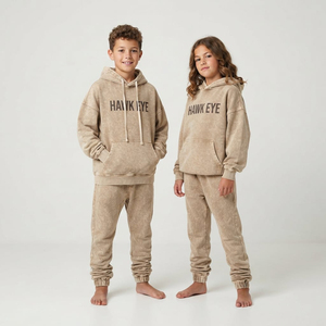 Conjunto de chándal para niños al por mayor con lavado ácido, sudadera con hombros caídos y pantalón jogger, ropa urbana, fabricante de logotipos personalizados - Product Image 3