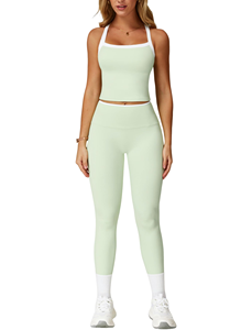 Wholesale Solid <b>Cross</b> Bra Cutout High Waist Yoga Leggings 3-Piece Set Breathable Quick Dry Eco-Friendly Seamless Front Women's - Product Image 1