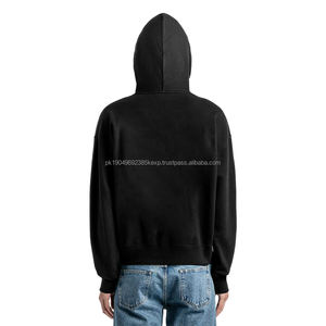 Sweat à capuche court pour hommes avec logo personnalisé sweats à capuche streetwear qualité de luxe pull vierge sweats à capuche courts surdimensionnés pour hommes - Product Image 1