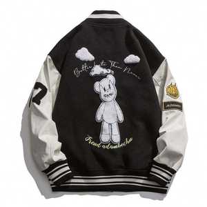 Nouvelle arrivée : veste varsity respirante en laine et cuir, style baseball, avec écussons en chenille, personnalisable, pour homme - Product Image 3