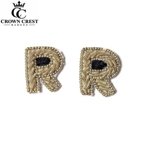 Badge Lettre R Brodé Main Personnalisé de Haute Qualité, Fil Doré, Accessoire Vestimentaire à Coudre, Premium - Product Image 5