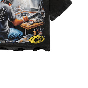 <b>Men's</b> Oversized Short Sleeve Silk Screen Printed Formal T-Shirt <b>Turtleneck</b> 100% Cotton Woven Regular Fit with Pattern Front Logo - Product Image 4
