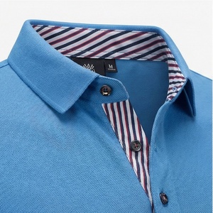 Polo à manches courtes bleu pour homme, en coton piqué, avec logo brodé, décontracté, respirant, coupe classique, design tricoté uni - Product Image 4
