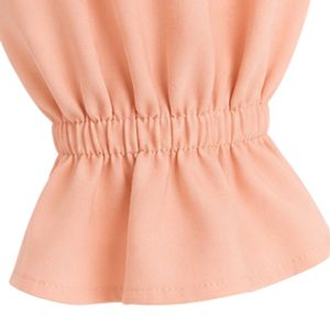Conjunto de dos piezas para mujer, blusa de manga larga y falda maxi, color melocotón y marrón chocolate, con botones, cintura alta, estilo modesto. - Product Image 6