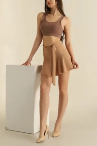 Jupe Courte Décontractée Taille Haute pour Femme 2026 – Nouveau Style, Meilleur Design, Imprimé Style Soleil, Couleurs Unies, 100% Coton, Été - Product Image 2