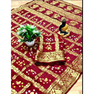 Rajasthani Bandhani <b>Art</b> Silk Saree Traditional Tie Dye Indian Ethnic Wear for Bridal Festive Ceremony - Product Image 1