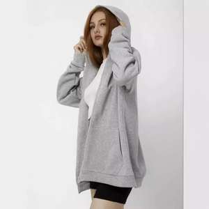 Custom-made High-quality <b>Women's</b> Casual Loose <b>Lightweight</b> Breathable Hoodie Blank Plain Plus Size Zipper Front Badge - Product Image 1