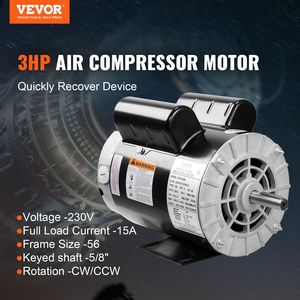 มอเตอร์ไฟฟ้า3HP 230V 15แอมป์3450รอบต่อนาที56เฟรม5/8 "Keyed SHAFT 1.88" ความยาวของเครื่องอัดอากาศการหมุน1.88 "ความยาวของเพลา - Product Image 2