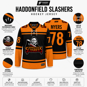 Camiseta de Hockey sobre Hielo Sublimada Personalizada, Uniforme Deportivo Transpirable para Equipo, Camiseta de Hockey con Temática de Películas de Terror al por Mayor, para Entrenamiento - Product Image 5