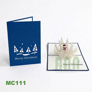 Tarjeta de Felicitación Navideña 3D Pop-Up Hecha a Mano ANN HANDICRAFT MC111, Diseño de Muñeco de Nieve y Bosque Invernal, Impresión Digital en Papel, Venta al Por Mayor - Product Image 3