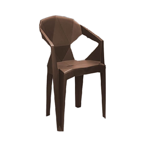 Modern Geometric Polygon Design <b>Arm</b> <b>Chair</b> for Dining, Kitchen or Cafe Stylish Brown Plastic Furniture Piece - Product Image 1