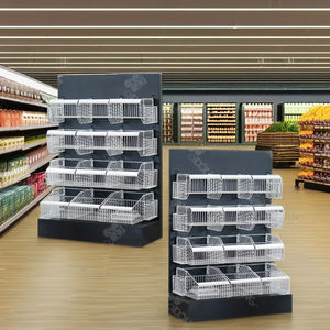 Étagère à panier en métal rotative à un seul côté ADONG |   Unité d'affichage pour épicerie, légère, avec revêtement en poudre, taille personnalisable |   OEM - Product Image 1