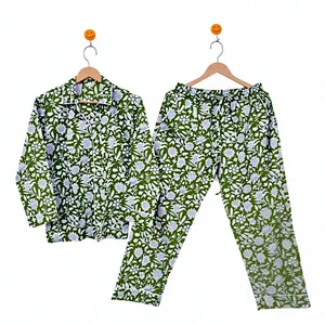 Conjunto de Pijama para Mujer, 100% Algodón, Estampado Geométrico, Manga Larga, Cuello Camisero, Pantalón Largo, Ropa de Dormir Suave e Informal - Product Image 3