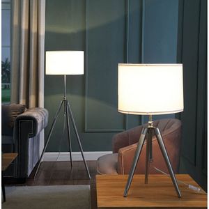 Ajustable 64 \ "-47 \" Mid-Century Modern Chrome/Silver Metal Lámpara de pie con soporte de trípode - Product Image 5