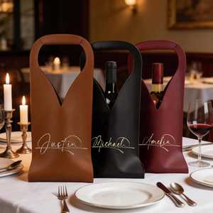 Fournisseur Professionnel – Étui à Vin en Cuir Véritable de Haute Qualité pour Bouteille Unique – Housse Cadeau Premium pour Boissons LEB-0100C - Product Image 6