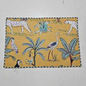 Rectangular Printed Quilted <b>Placemat</b> Set of 6 100% Cotton Table Mat Factory Direct Wholesale Soft Cotton Reversible Dining Mat - Product Image 1