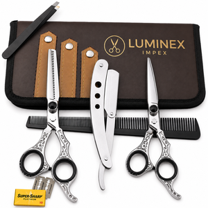 Navaja de Afeitar Recta Vintage Luminex Impex con Mango de Concha de Abulón y Acero al Carbono, Lista para Usar en Barberías y Salones - Product Image 1