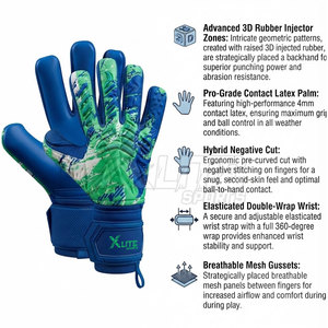 <b>Football</b> Sports Training Equipment <b>Leather</b> Injector Professional Non-Slip Goalkeeper Gloves Finger Thumb Protection for Soccer - Product Image 2