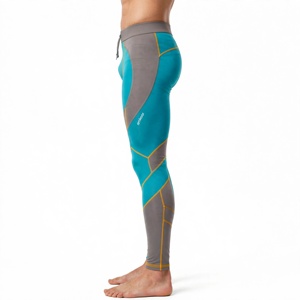 Leggings de compression intégrale pour hommes, couleur personnalisée, motif géométrique, taille à cordon de serrage, pour l'entraînement - Product Image 5