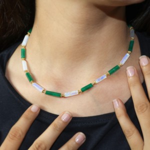 <b>NECKLACE</b> 3 PENCIL STONE FACE BEADS <b>necklace</b> gemstone beads <b>necklace</b> natural stone <b>necklace</b> - Product Image 2