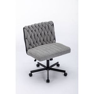 Modern Armless <b>Desk</b> Chair with Criss Cross Leg Wide Seat Home Office Work Meditation Wheels Included for Office Environment - Product Image 2