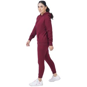 Conjunto de chándal personalizado para mujer, chándal con bordado desgastado de color burdeos, Sudadera con capucha, trajes deportivos de ocio, chándal deportivo - Product Image 1