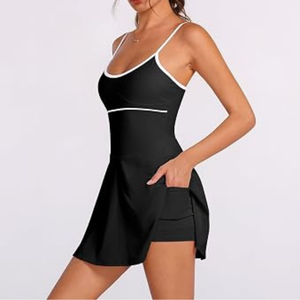 Tenue de sport ajustée pour femme, noire, col carré, 100 % polyester, qualité supérieure, anti-humidité - Product Image 6