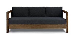 Modern Fabric <b>Sofa</b> <b>Wooden</b> <b>Frame</b> 3 Seater Couch Dark Gray Living Room Lounge Furniture - Product Image 1