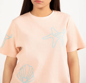 Camisetas de Verano de Alta Calidad al por Mayor, 220 g/m², Hombros Caídos, 100% Algodón Pesado para Mujer - Product Image 5