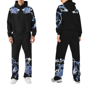 Ensemble survêtement Dragon : sweat à capuche et pantalon de jogging en molleton de coton, style streetwear décontracté, tenue de sport hiver, vente en gros - Product Image 5