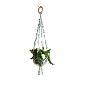 Porte-plante en macramé de style classique, panier suspendu pour plantes d'intérieur et d'extérieur, corde en coton, porte-plante en macramé pour décoration murale - Product Image 6