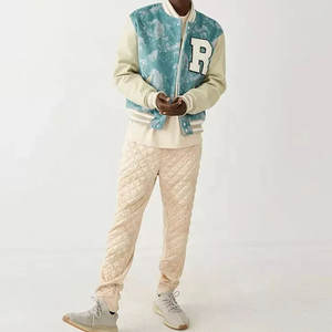 Nouvelle veste universitaire ajustée pour étudiant, style baseball, en laine violette, avec manches en cuir blanc, en toile imperméable - Product Image 3