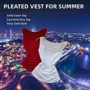 Chaleco Corto Plisado con Cuello Halter Transpirable, Top sin Mangas Versátil de Color Sólido para Mujer, Ideal para Usar al Aire Libre en Verano - Product Image 3