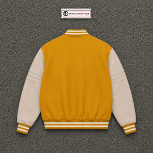 PREMIUM MUSTARD YELLOW LETTERMAN VARSITY <b>JACKET</b> FOR <b>MEN</b> With <b>White</b> Sleeves And Stripes Casual Autumn Wear EVERYDAY STREETWEAR - Product Image 6