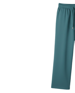 Teal Green Wide Leg Sweatpants Women <b>Elastic</b> Waist Drawstring Casual Lounge Pants Loose Fit OEM Custom Bulk Manufacturer Supply - Product Image 3