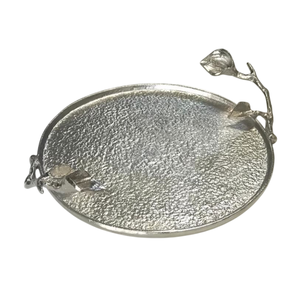 Fancy Leaf Design Metal Dish With Bird Accent <b>High</b> Quality Metal Tray For <b>Kitchen</b> <b>Table</b> Sweets Snacks Serving Tray And Platters - Product Image 2
