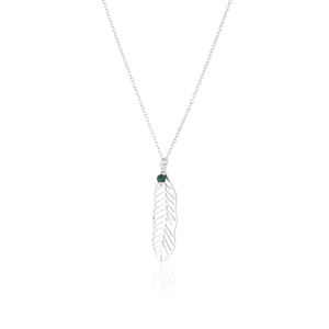 Collier en argent sterling 925 avec pendentif feuille squelette |   Pendentif botanique ajouré avec perle de pierre précieuse naturelle - Product Image 1