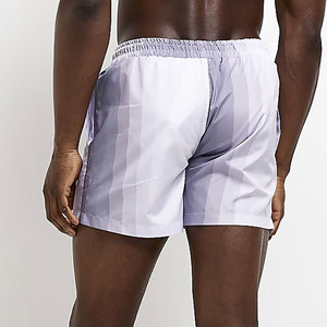 Short de bain décontracté pour homme, style urbain, écologique, blanc, à blocs de couleur, avec bande latérale, séchage rapide et taille à cordon de serrage - Product Image 5