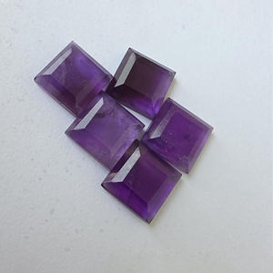 Ametyste naturelle facettée, taille calibrée, pierre précieuse |   Pierre brute de forme carrée pour la fabrication de bijoux, toutes tailles disponibles - Product Image 5
