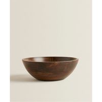 Bol à salade artisanal en bois d'acacia, grand bol rond finition noyer foncé, pour fruits, céréales et pâtes, bol durable