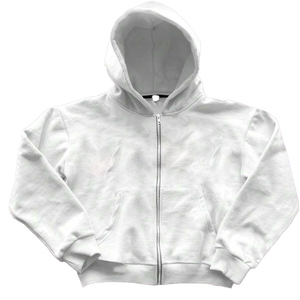 Nouveau sweat-shirt à capuche zippé blanc pour homme, couleur unie, coupe décontractée, logo imprimé sur le devant, en polaire polyester, idéal pour l'automne - Product Image 2