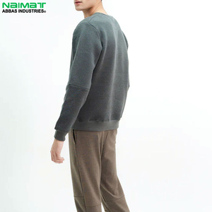 Heavy Weight Dense Fabric Winter Crewneck Sweatshirt <b>Men</b> Warm <b>Fleece</b> Lining <b>Thick</b> Solid Base Layer Uniform Garment - Product Image 3