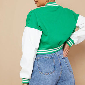 Chaquetas Varsity Cortas de Felpa con Logotipo Personalizado de Alta Calidad para Mujer, Chaquetas de Béisbol Varsity con Botones al por Mayor - Product Image 2