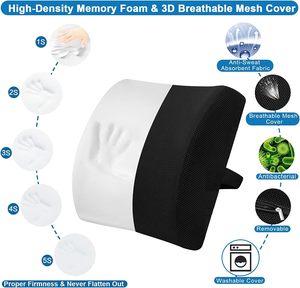 Cojín de Soporte Lumbar Ortopédico de Espuma Viscoelástica de Lujo para Silla, Cojín de Soporte Ergonómico para Oficina en Casa y para Estar Sentado Durante Mucho Tiempo - Product Image 5