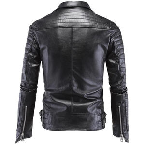 Chaqueta de Motociclista de Cuero Genuino para Hombre – Diseño de Calavera Negra, Mangas Acolchadas, Cierre de Cremallera - Product Image 2