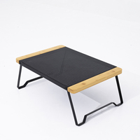 Table pliante ultra légère en aluminium et bambou, 2,1 kg, portable, pour camping, pique-nique, anti-rayures, antidérapante, 60x40 cm, sac de transport