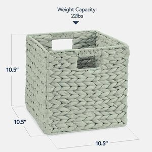 Lightweight Durable Eco-Friendly Organizer for Any Room Decor High-Quality <b>Foldable</b> Water Hyacinth Storage <b>Basket</b> Set - Product Image 4
